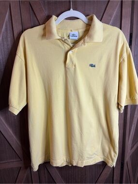 LACOSTE Yellow Classic Cotton Polo Shirt Short Sleeve SIZE LARGE